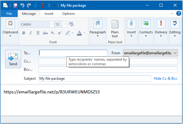 email message with file link